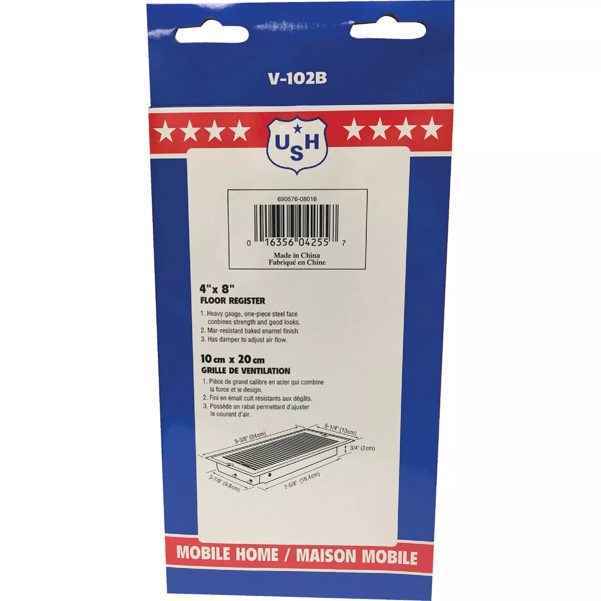 United States Hardware 4 In. x 8 In. x 9/16 In. Brown Steel Floor Register - photo 4