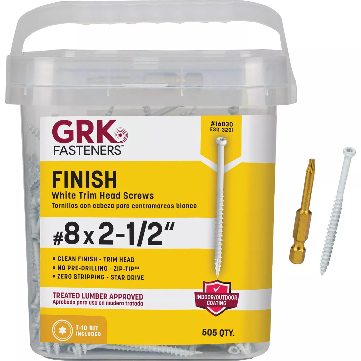 GRK #8 x 2-1/2 In. White Star Drive Trim Screws (505 Ct.)