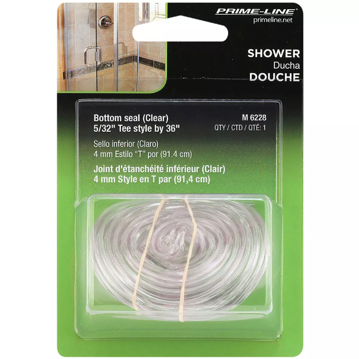Prime-Line 3/4 In. x 36 In. Clear Double Tee Shower Door Bottom Sweep - photo 2