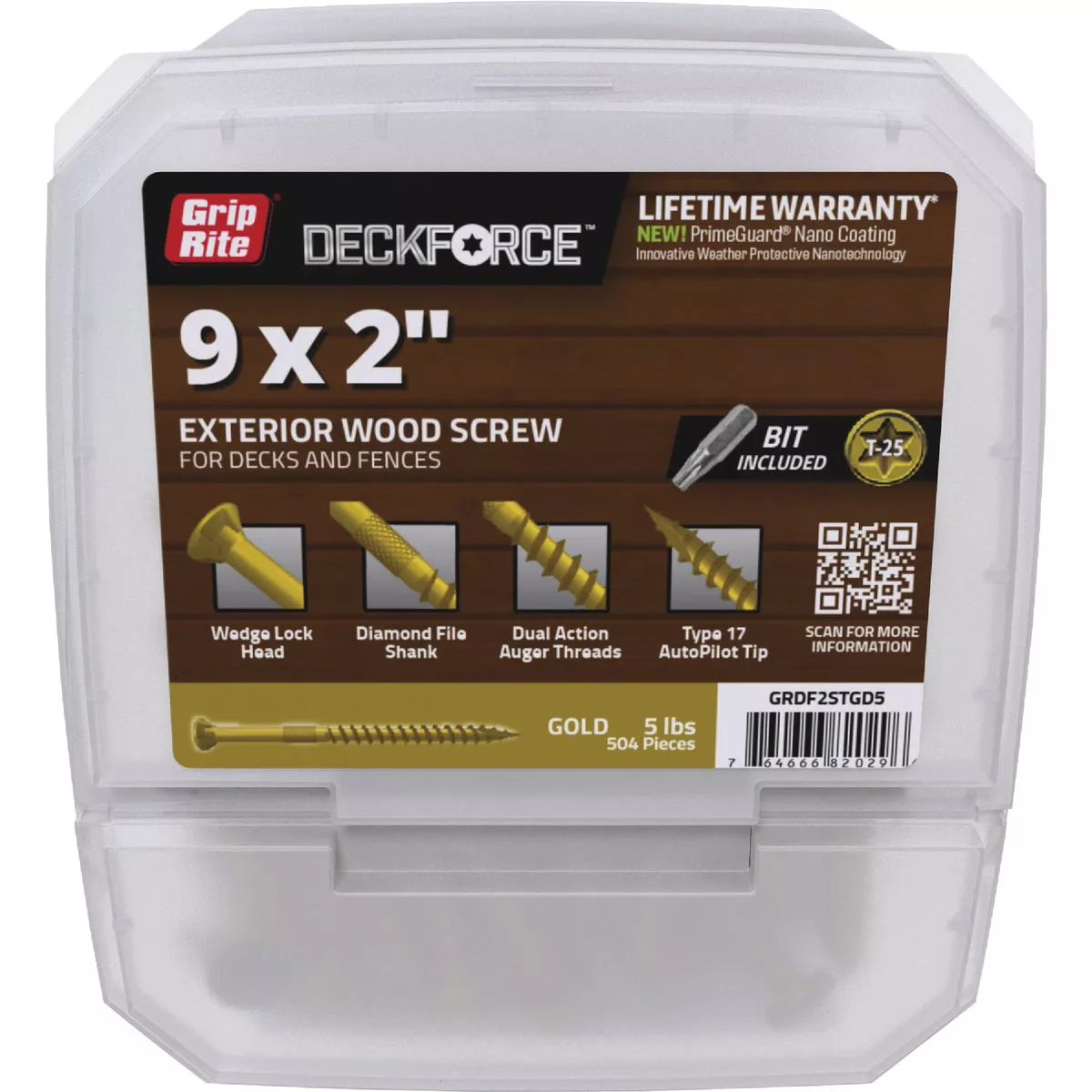 Grip-Rite DeckForce PrimeGuard Nano #9 x 2 In. Star Drive Gold Screw (5 Lb.)