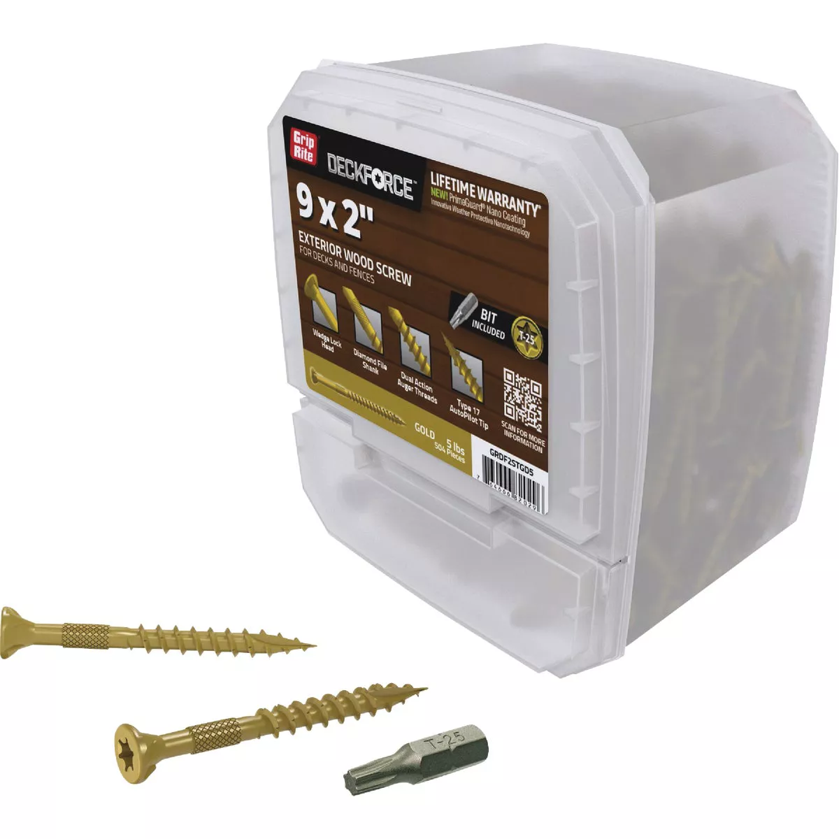 Grip-Rite DeckForce PrimeGuard Nano #9 x 2 In. Star Drive Gold Screw (5 Lb.) - photo 2