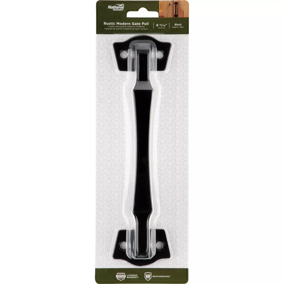 National Hardware 9-13/16 In. Black Rustic Modern Gate Pull - photo 2