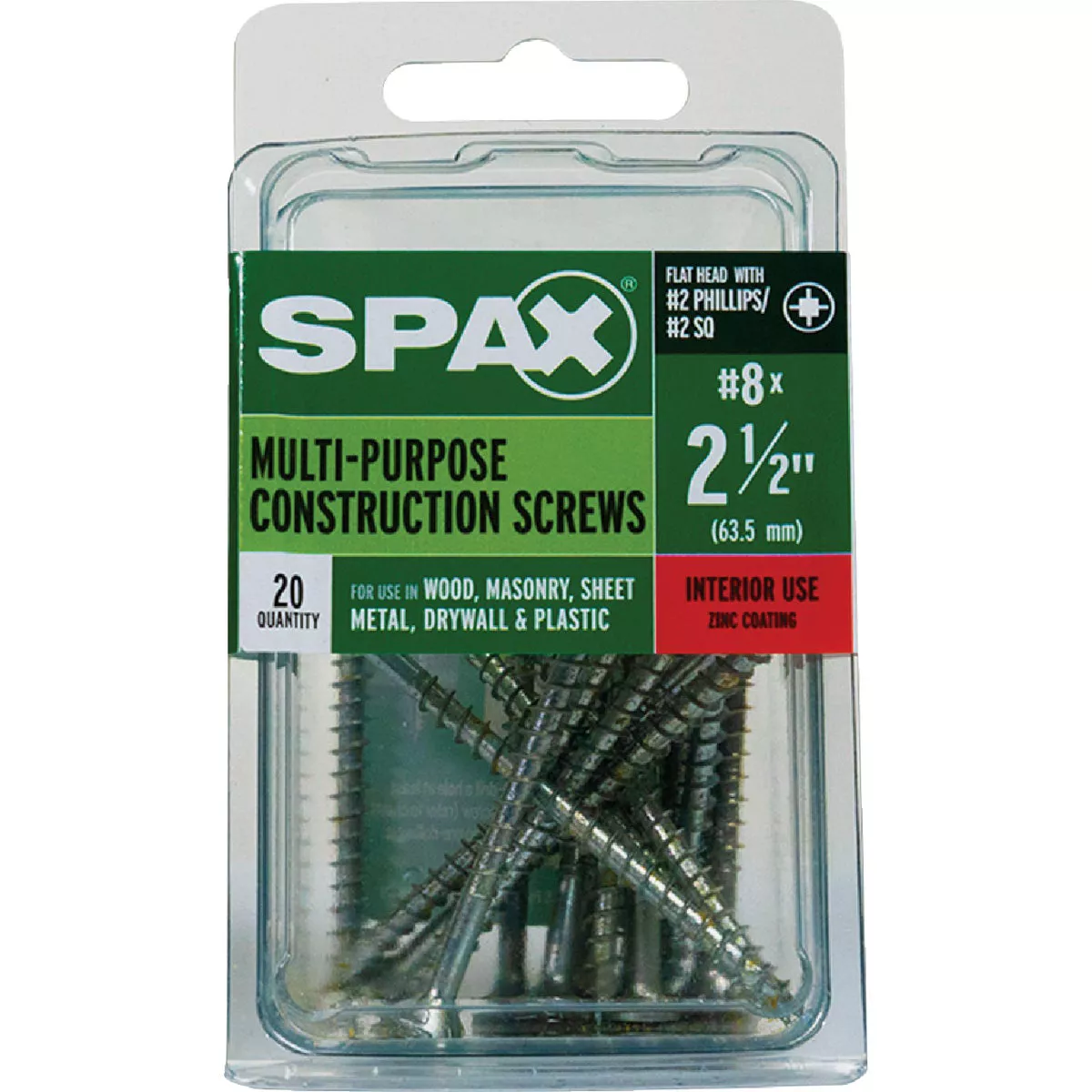 SPAX #8 x 2-1/2 In. Unidrive (Combo Drive) Flat Head Zinc (Interior) Multi-Purpose Construction Screw (12 Ct.) - photo 4