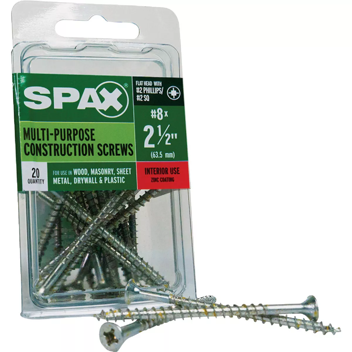 SPAX #8 x 2-1/2 In. Unidrive (Combo Drive) Flat Head Zinc (Interior) Multi-Purpose Construction Screw (12 Ct.) - photo 6