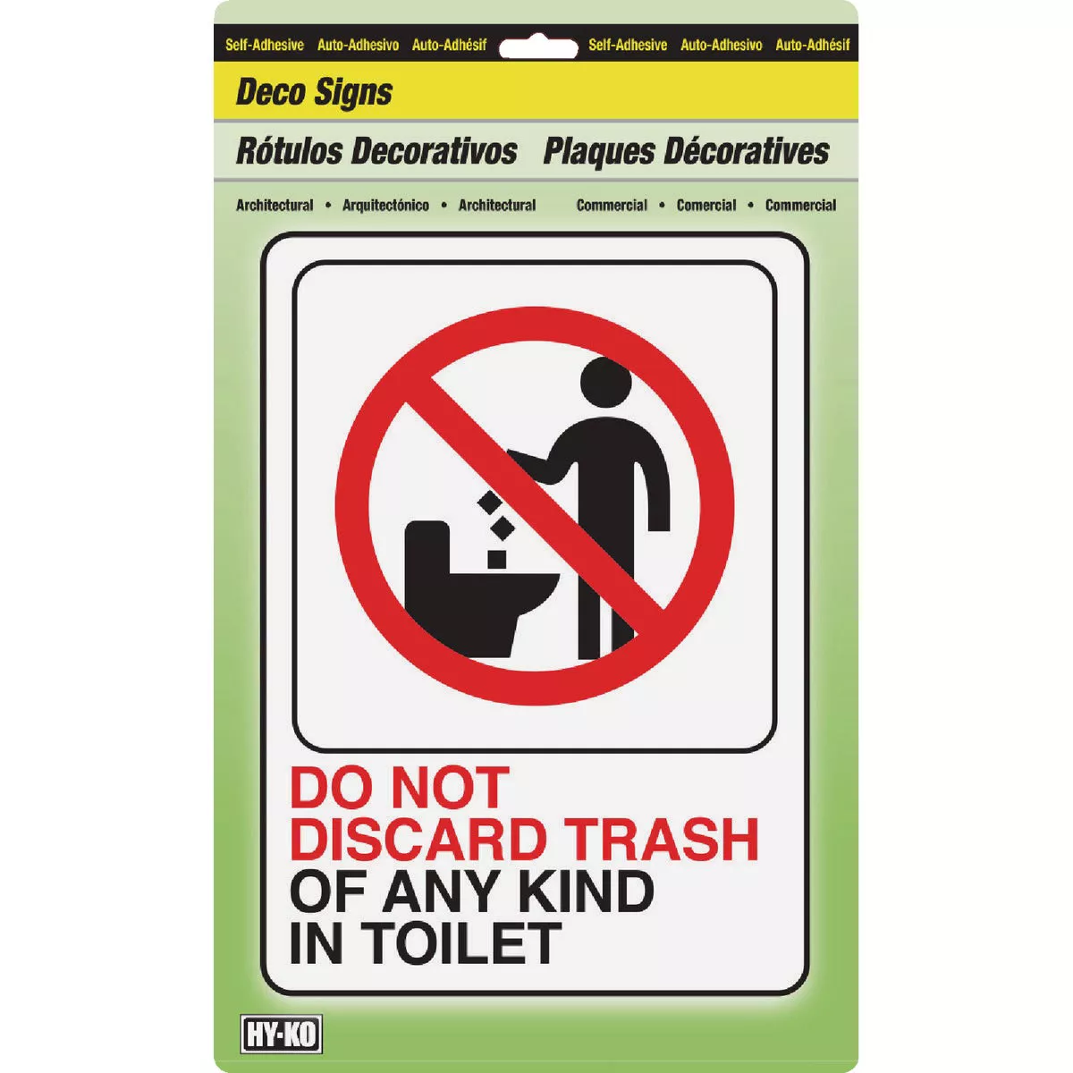 Hy-Ko Do Not Discard Trash In Toilet Sign - photo 2