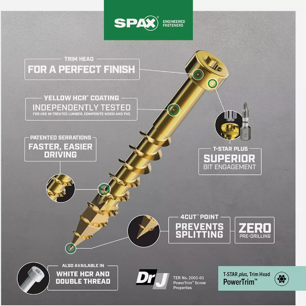 SPAX 8 x 1-1/2 In. PT HCR (Exterior Rated) Yellow Trim Screw (100-Count) - photo 3