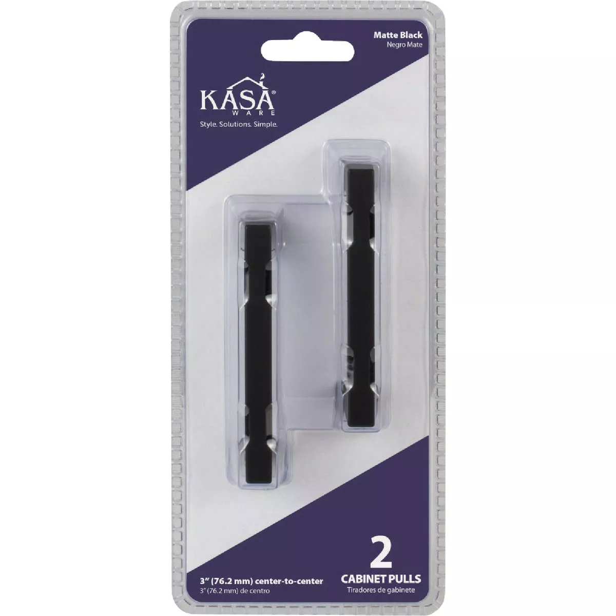 KasaWare 3-3/8 In. Overall Length Matte Black Square Bar Pull (2-Pack) - photo 2