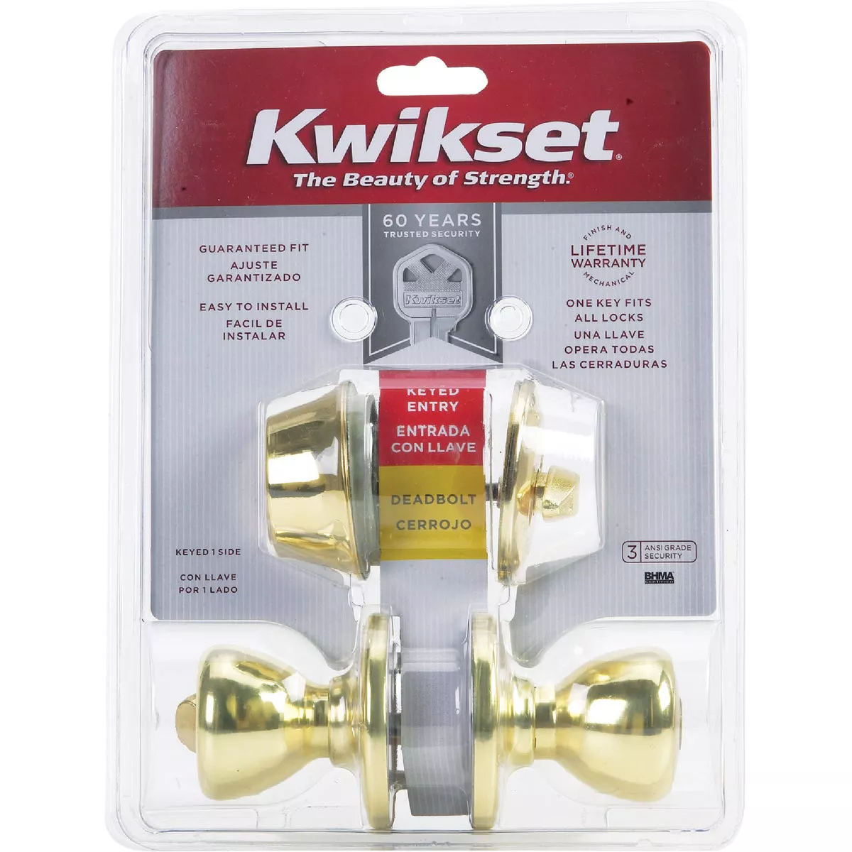 Kwikset Polished Brass Deadbolt and Door Knob Combo - photo 4