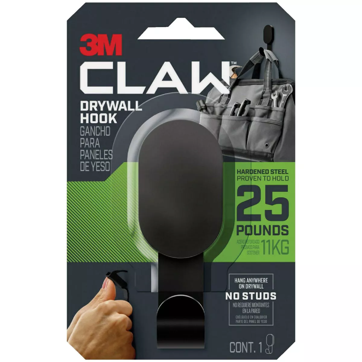 3M Claw 25 Lb. Black Drywall Hook