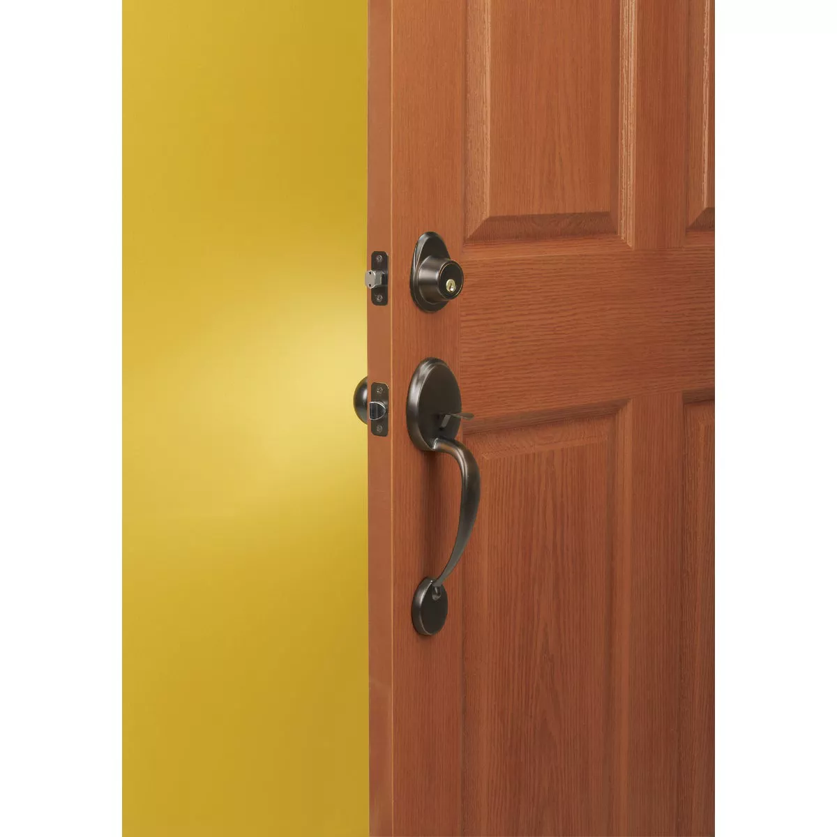 Steel Pro Oil Rubbed Bronze Entry Door Handleset with Half Round Interior Knob - photo 4
