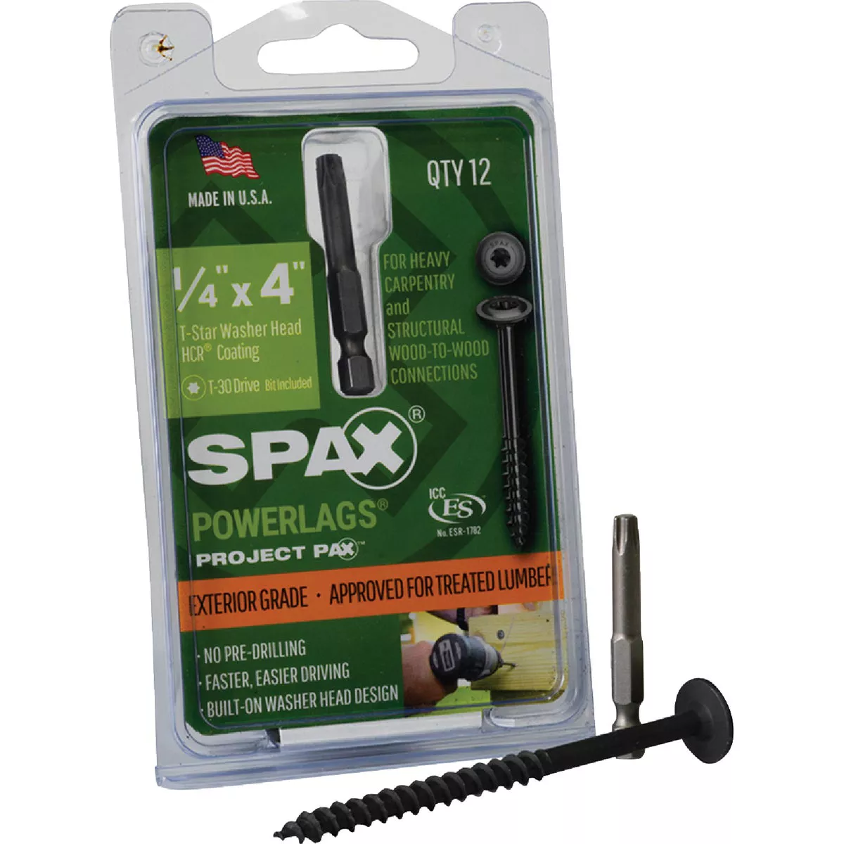 SPAX Powerlag 1/4 In. x 4 In. T30 Washer Head HCR (Exterior Rated) Lag Screw (12 Ct.)