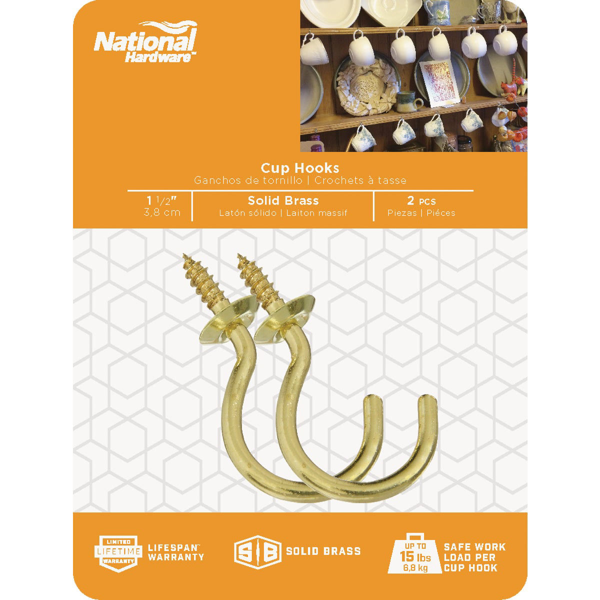 Solid Brass Cup Hooks