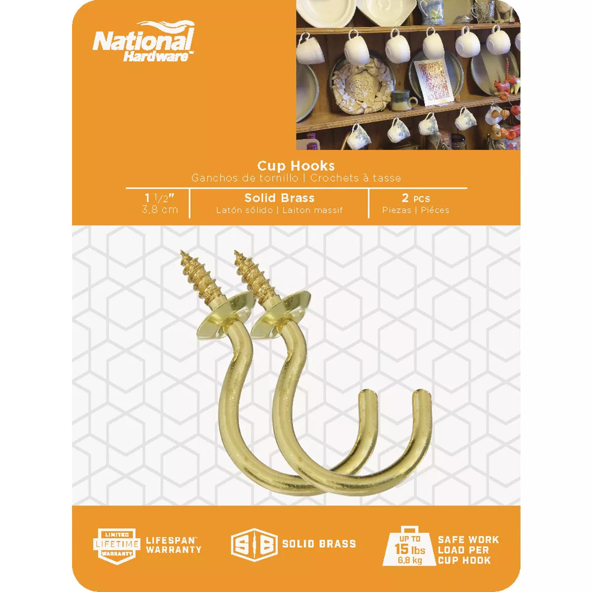 National Hardware 1-1/2 In. Solid Brass Series Cup Hook (2 Count) - photo 2