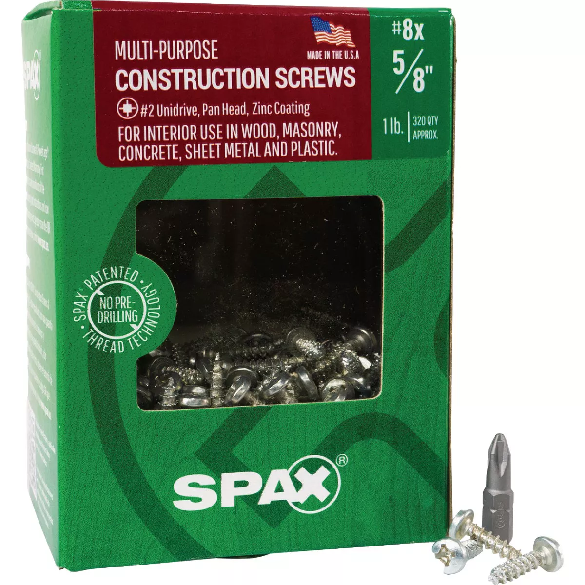 SPAX #8 x 5/8 In. Unidrive (Combo Drive) Pan Head Zinc (Interior) Multi-Purpose Construction Screw (320 Ct.) - photo 5