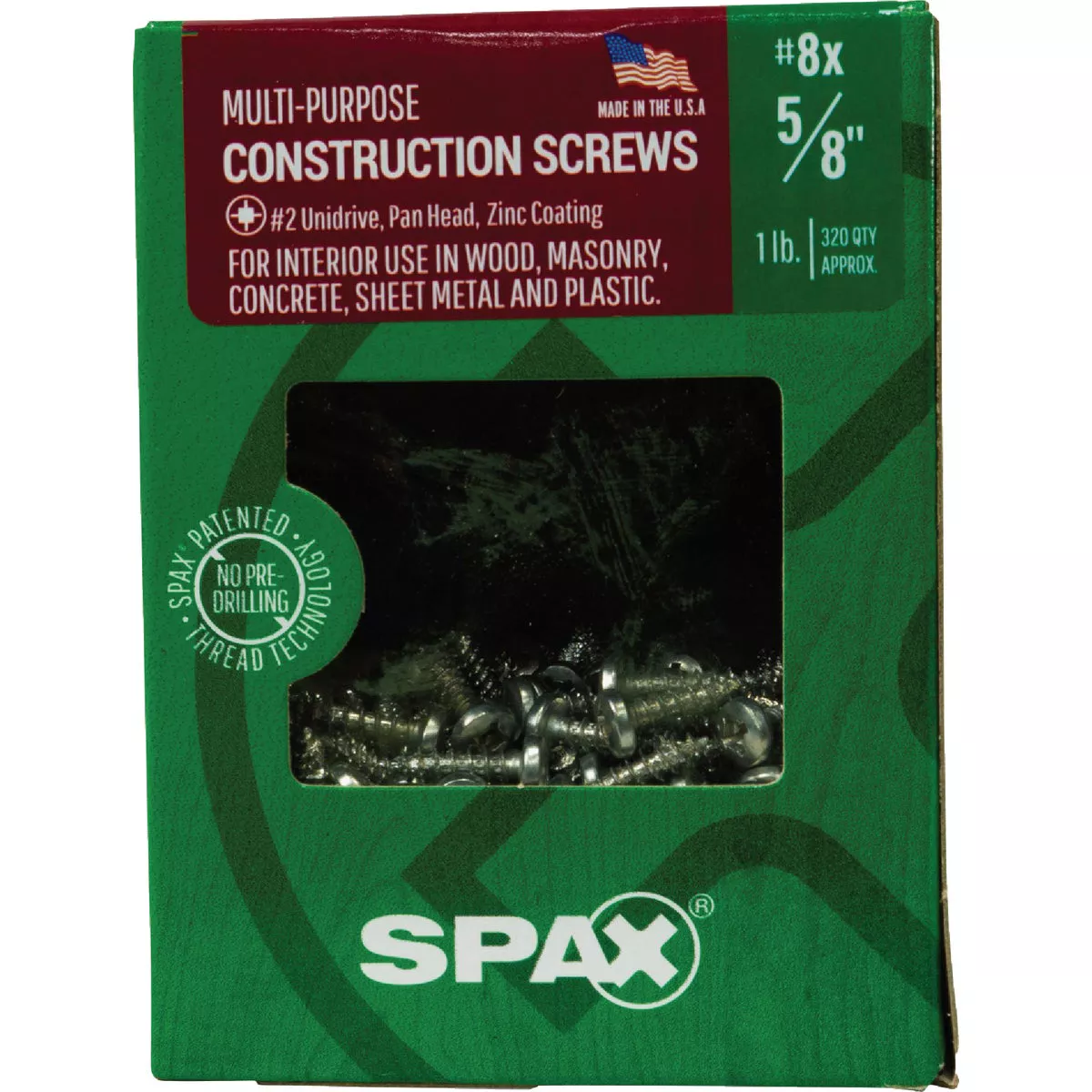 SPAX #8 x 5/8 In. Unidrive (Combo Drive) Pan Head Zinc (Interior) Multi-Purpose Construction Screw (320 Ct.) - photo 6