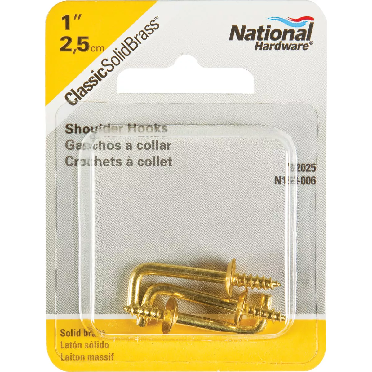 National 1 In. Solid Brass Shoulder Hook (3 Count) - photo 2