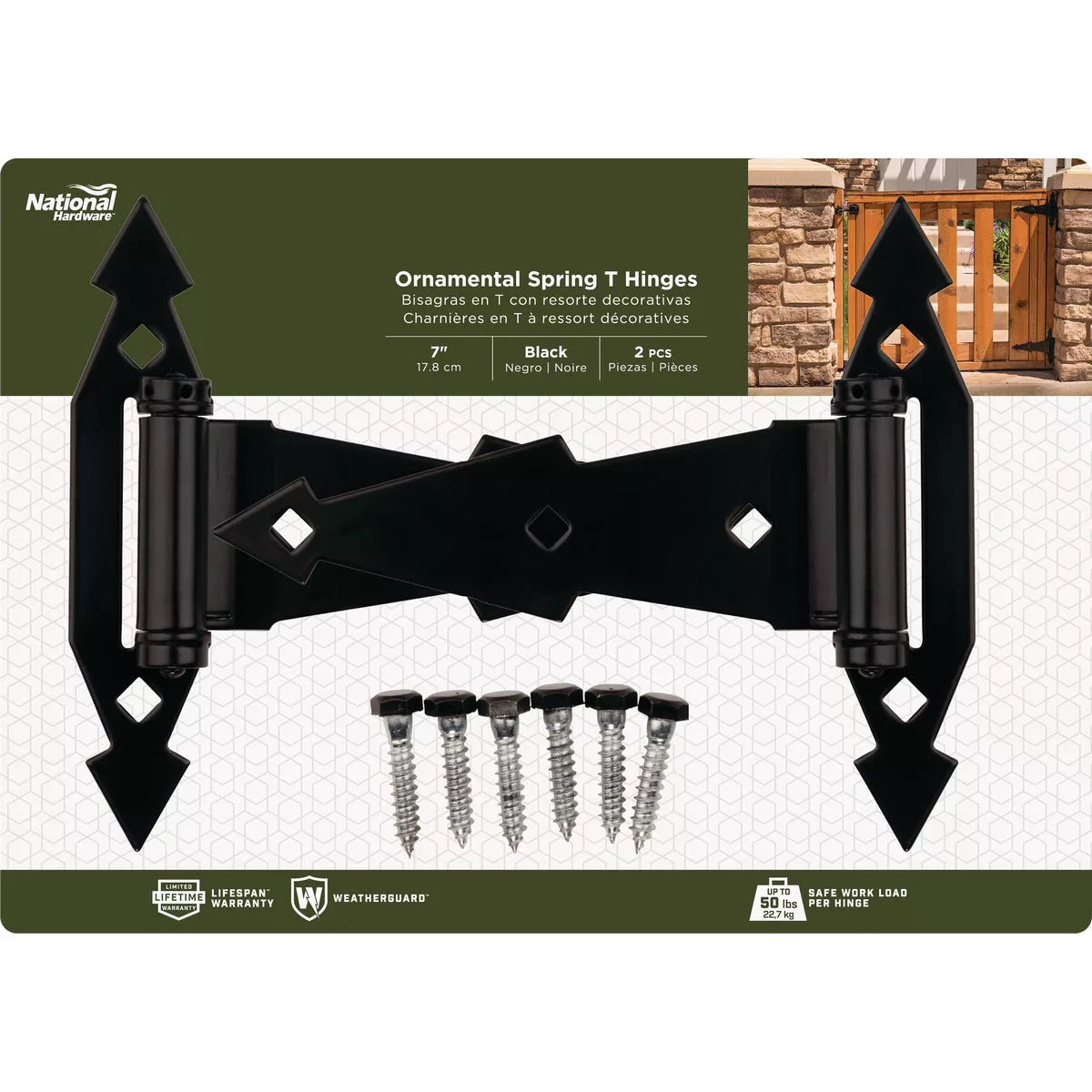 National Hardware 7 In. Black Ornamental Spring Tee Hinge (2-Pack) - photo 2