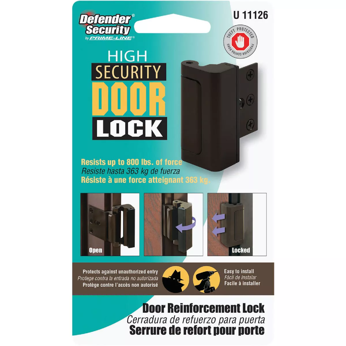Defender Security Bronze High Security Door Reinforcement Lock - photo 2