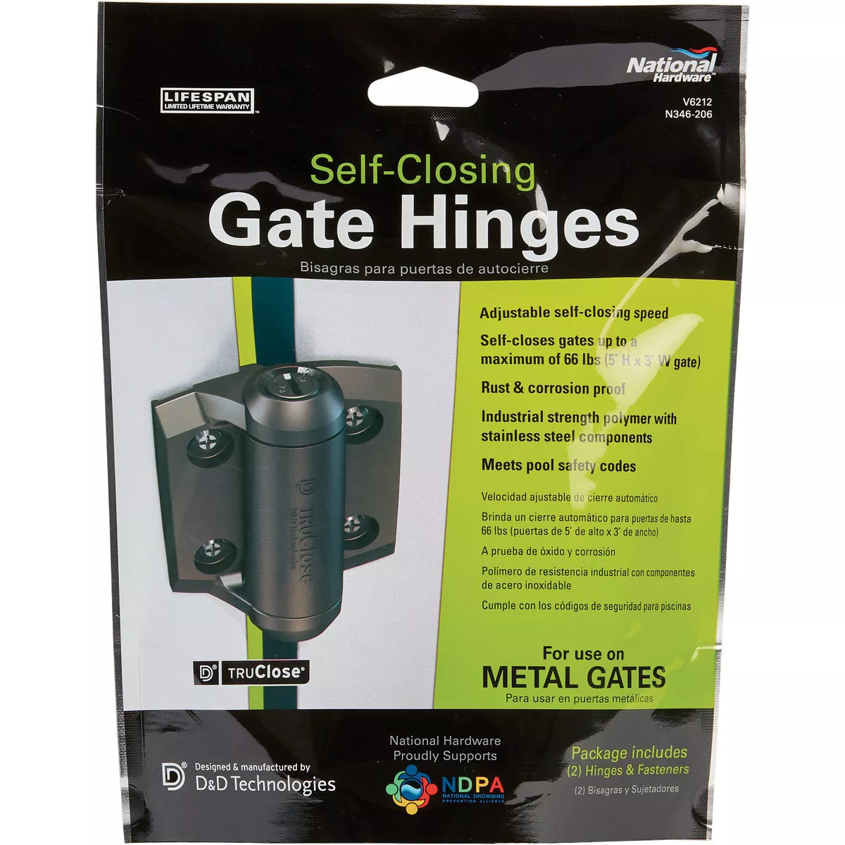 National Hardware Tru-Close Narrow Spring Hinge - Narrow Design For Metal Gates (2-Pack) - photo 2