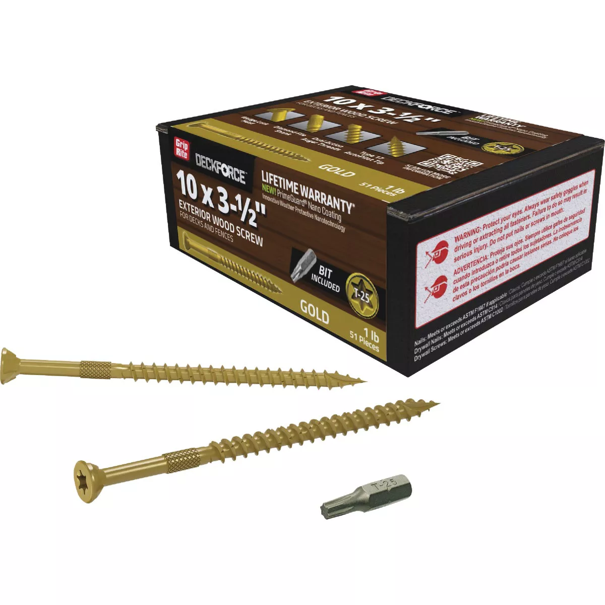 Grip-Rite DeckForce PrimeGuard Nano 3-1/2 In. x 10 Star Drive Gold Screw (1 Lb.) - photo 2