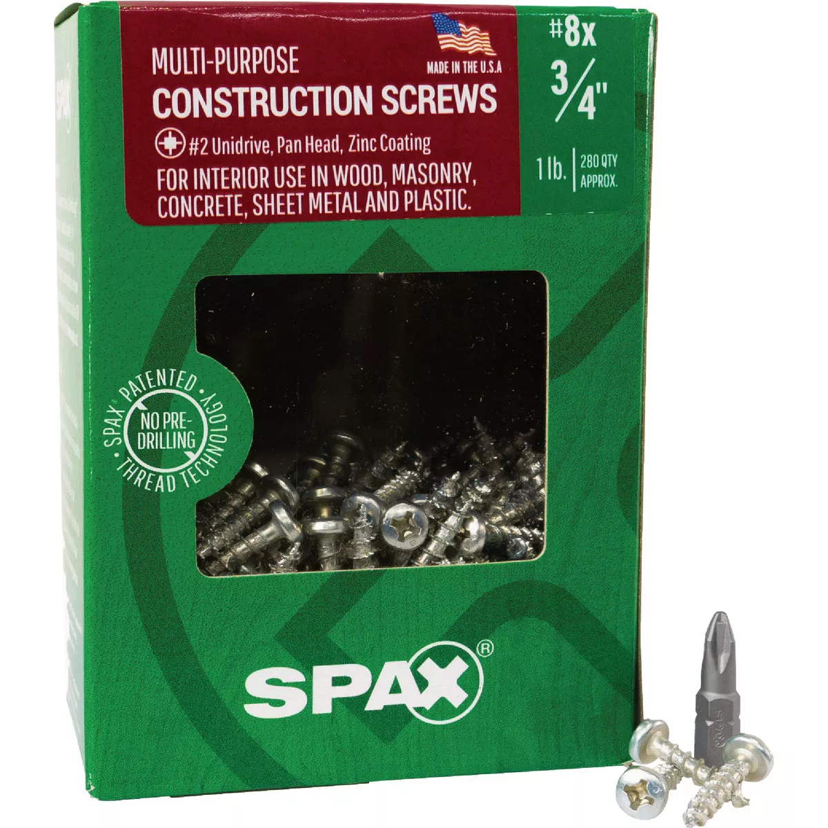 SPAX #8 x 3/4 In. Unidrive (Combo Drive) Pan Head Zinc (Interior) Multi-Purpose Construction Screw (280 Ct.) - photo 5