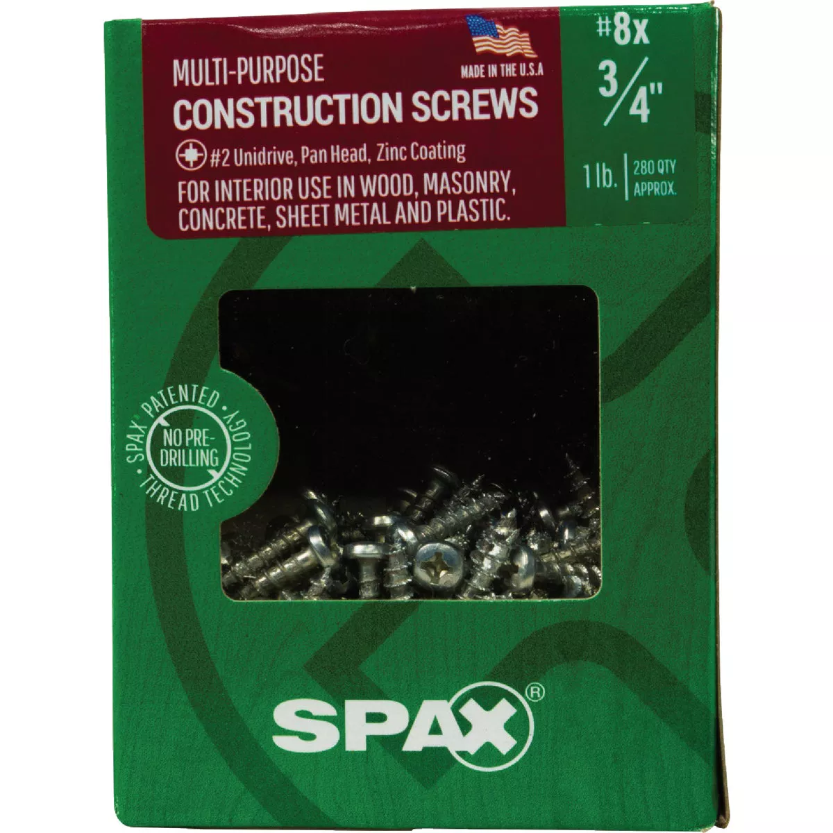SPAX #8 x 3/4 In. Unidrive (Combo Drive) Pan Head Zinc (Interior) Multi-Purpose Construction Screw (280 Ct.) - photo 6
