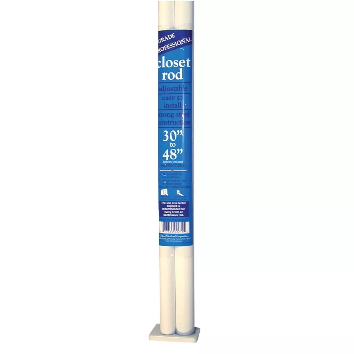 John Sterling Closet-Pro 48 In. to 72 In. x 1 In. Adjustable Closet Rod, White