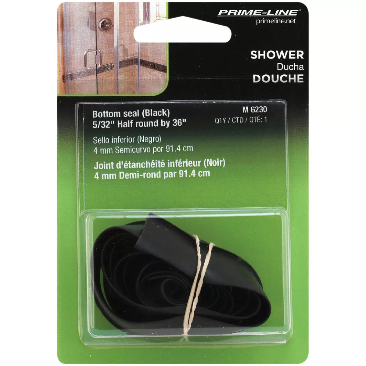 Prime-Line 13/16 In. x 36 In. Black Half Round Tee Swinging Shower Door Sweep - photo 2