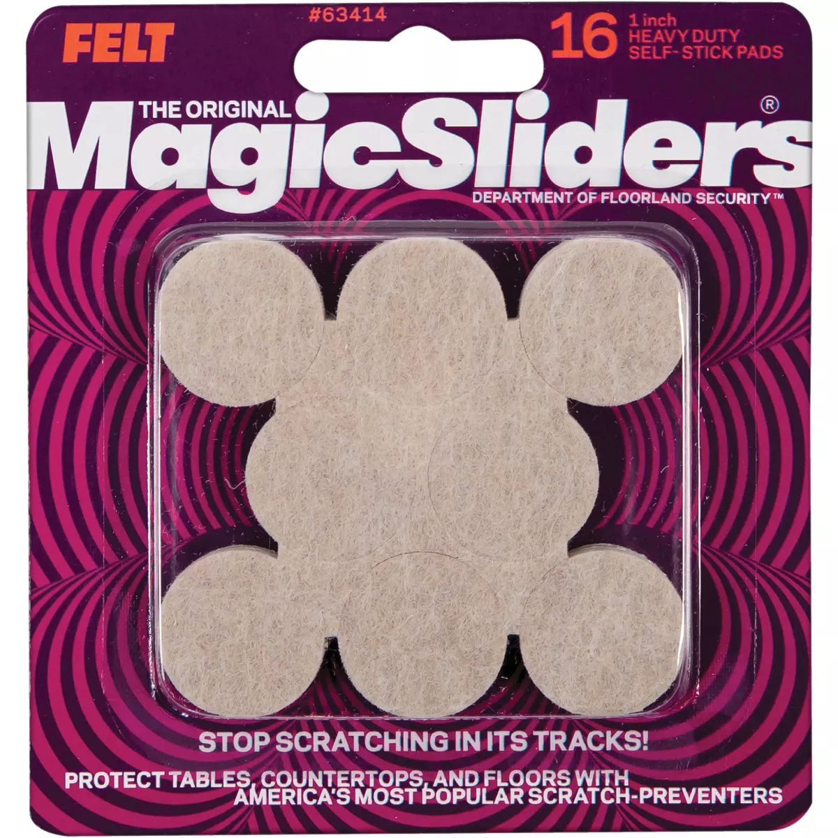 Magic Sliders 1 In. Oatmeal Self Adhesive Felt Pads,(16-Count) - photo 2