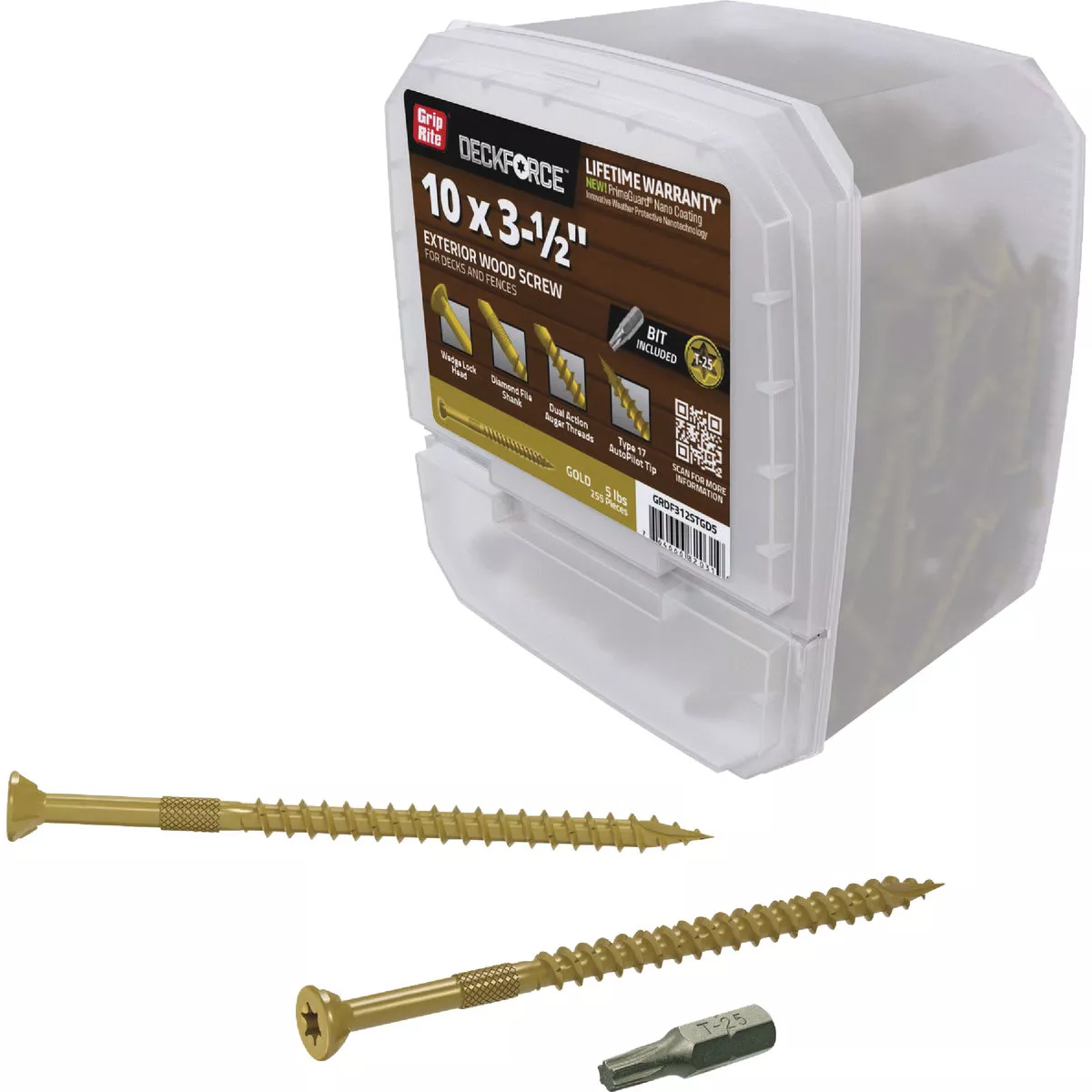 Grip-Rite DeckForce PrimeGuard Nano #10 x 3-1/2 In. Star Drive Gold Screw (5 Lb.) - photo 2