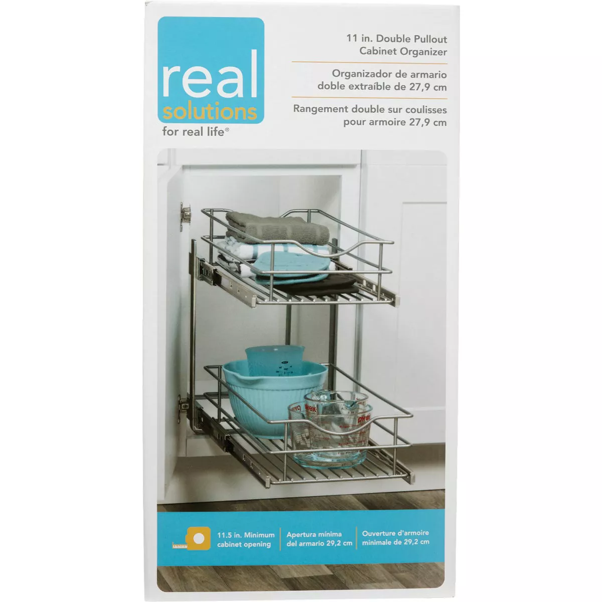 Knape & Vogt Real Solutions 11 In. Silver Multi-Use Pull-Out Basket Cabinet Organizer - photo 2