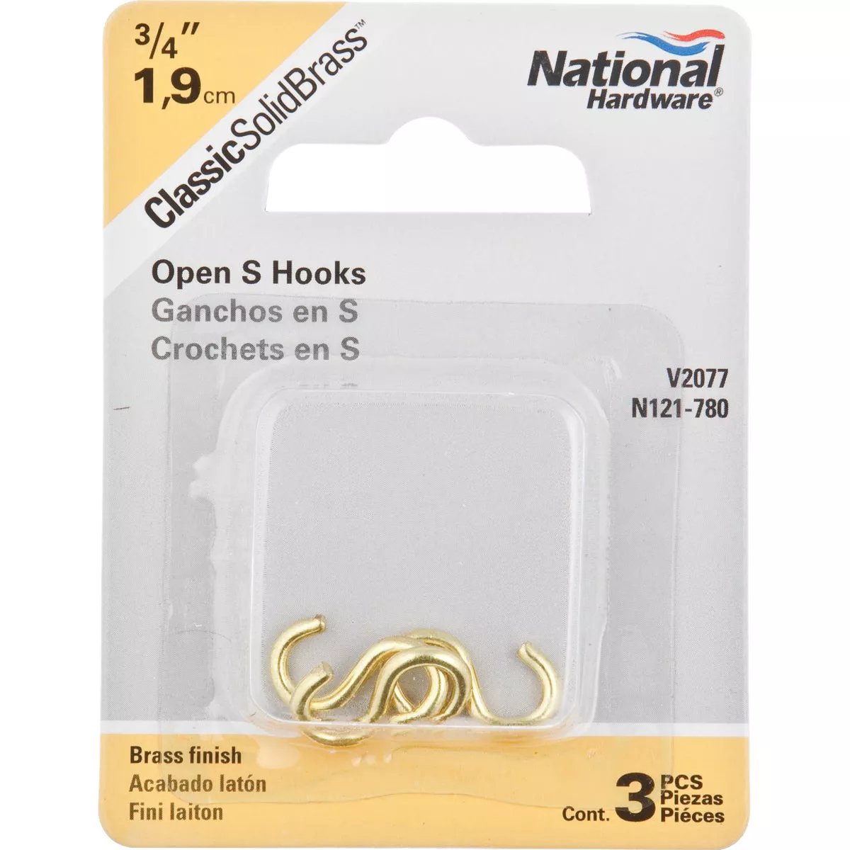 National 3/4 In. Brass Heavy Open S Hook (3 Ct.) - photo 2
