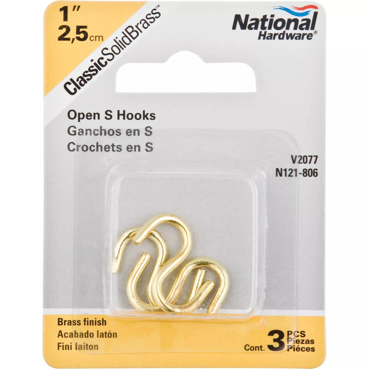 National Hardware 1 In. Brass Heavy Open S Hook (3 Ct.) - photo 2