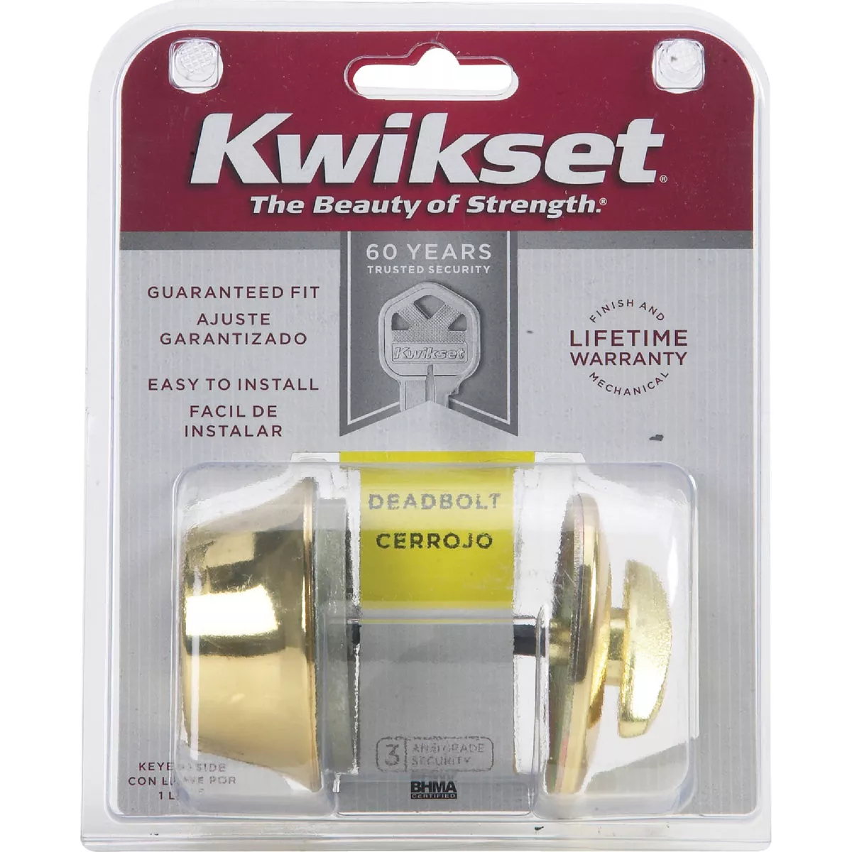 Kwikset Polished Brass Single Cylinder Deadbolt - photo 2