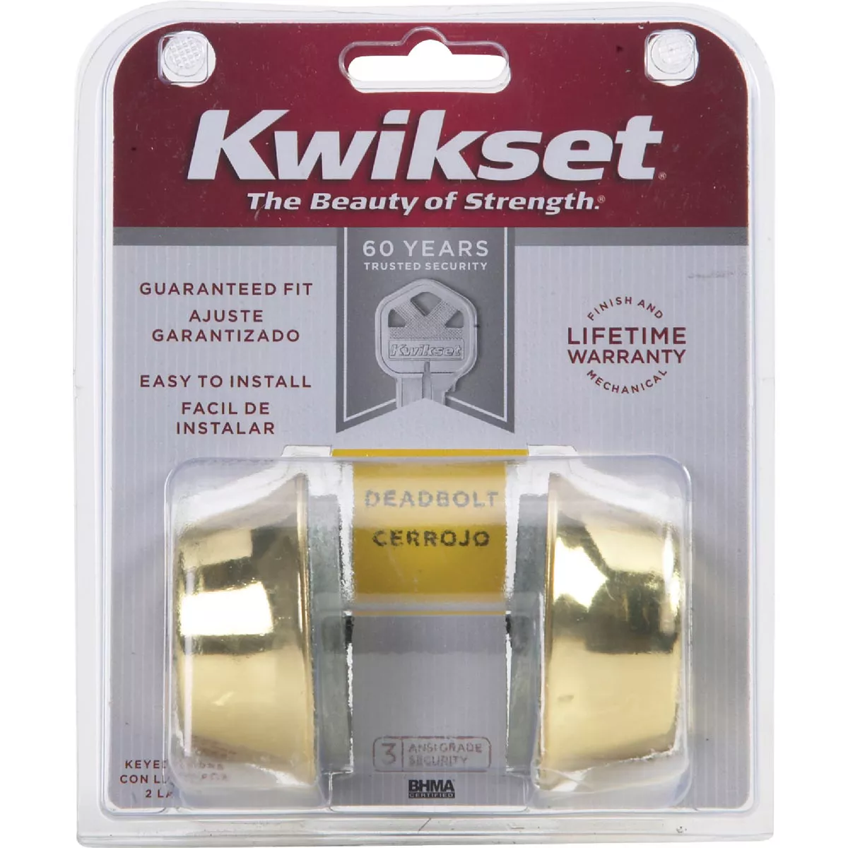 Kwikset Polished Brass Adjustable Latch Double Cylinder Deadbolt - photo 2