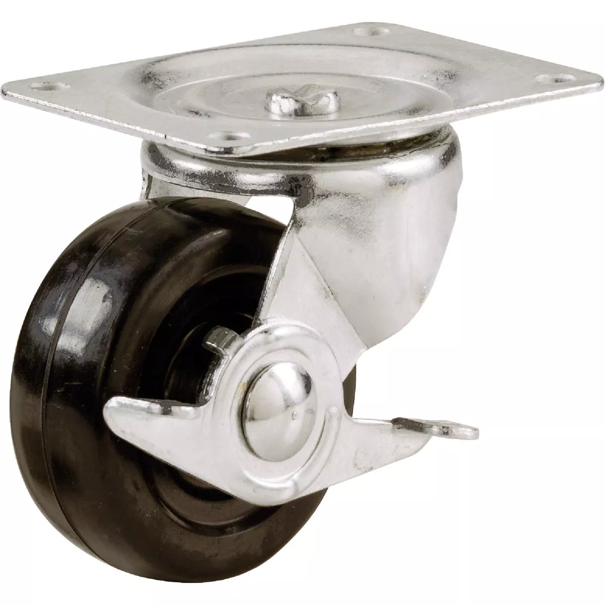 Shepherd Hardware 2-1/2 In. General-Duty Soft Rubber Swivel Plate Caster with Brake