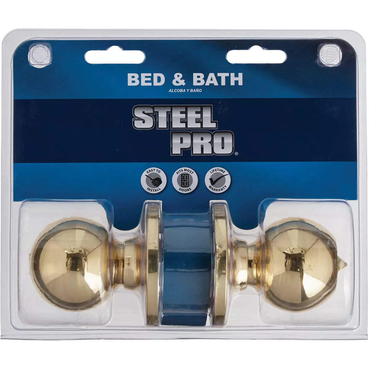 Steel Pro Polished Brass Bed & Bath Door Knob - photo 2
