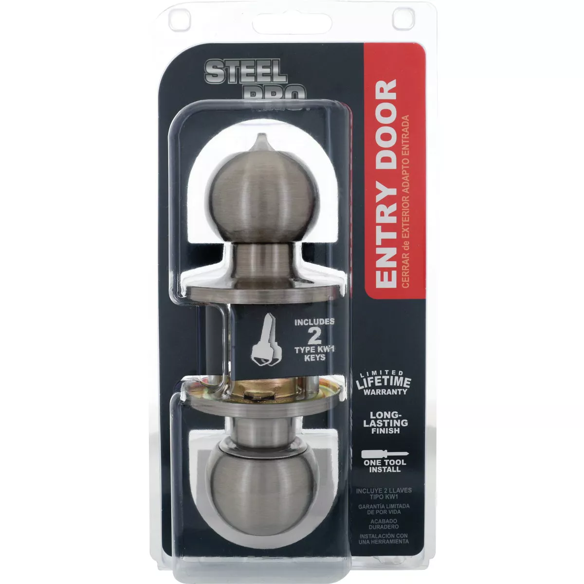 Steel Pro Brushed Nickel Entry Door Knob - photo 2