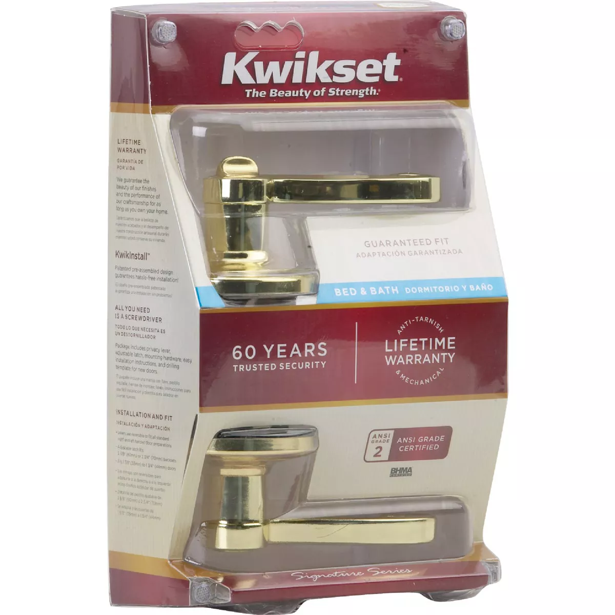 Kwikset Signature Series Polished Brass Lido Privacy Door Lever - photo 2