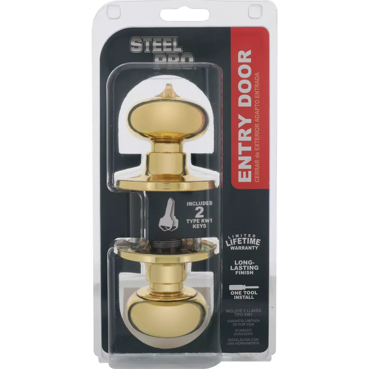 Steel Pro Polished Brass Entry Door Knob - photo 2