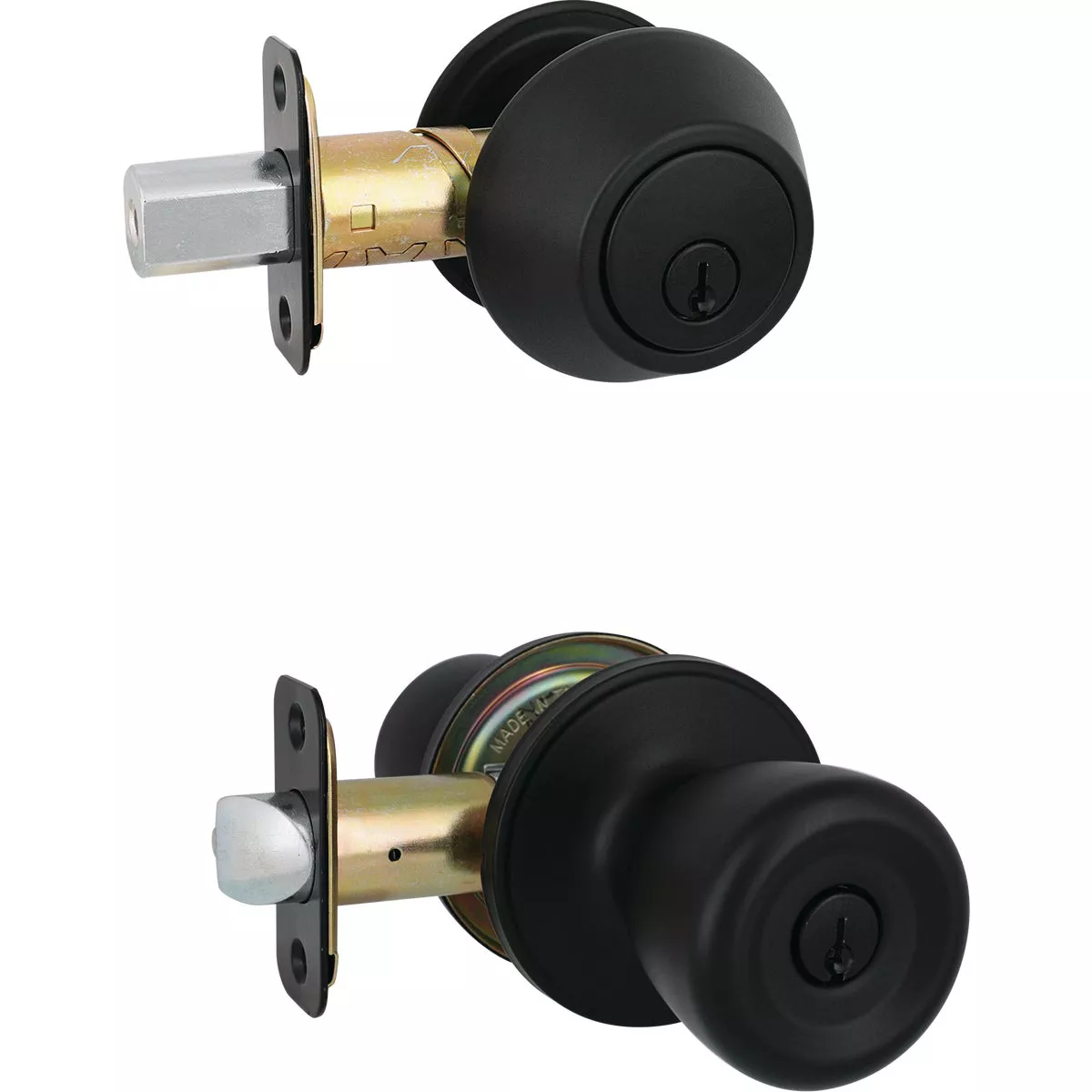 Steel Pro Matte Black Tulip 2-Cylinder Deadbolt & Door Knob Entry Combo - photo 3