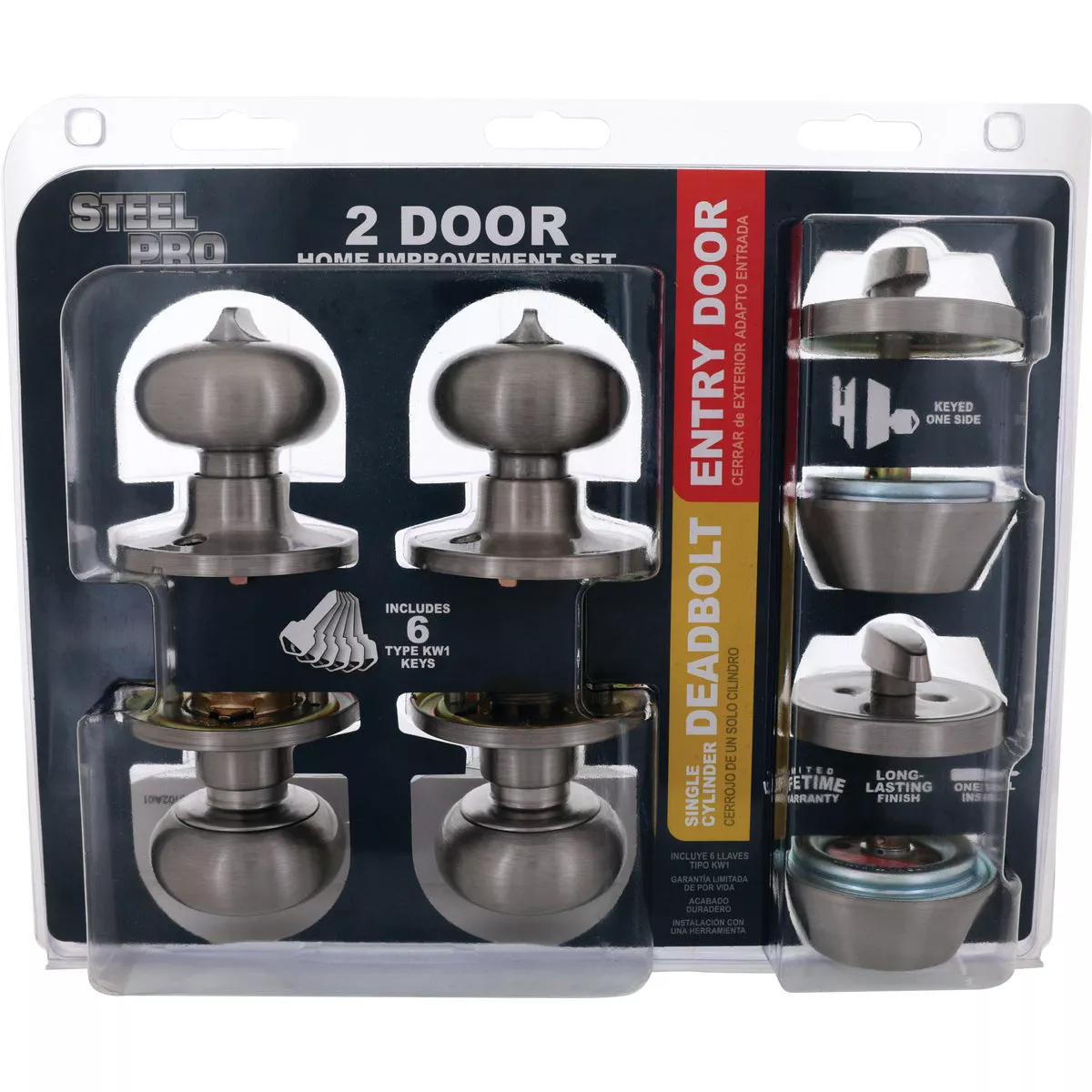 Steel Pro Brushed Nickel Deadbolt and Door Knob Combo - photo 2