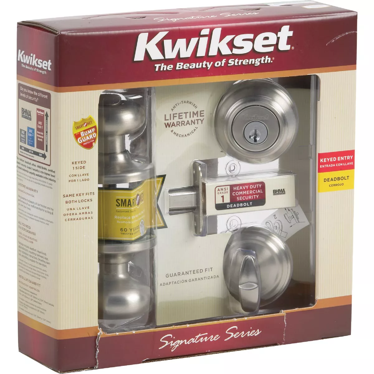 Kwikset Signature Series Juno Satin Nickel Deadbolt and Door Kwikset Signature Series Juno Satin Nickel Deadbolt and Door