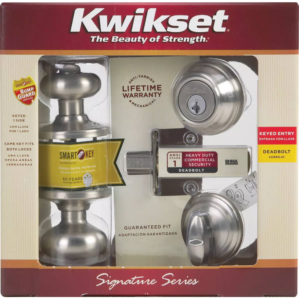Kwikset Signature Series Juno Satin Nickel Deadbolt and Door