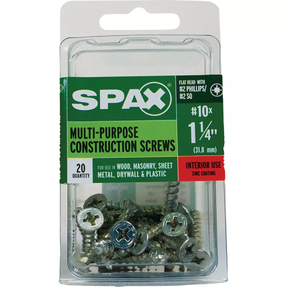 SPAX #10 x 1-1/4 In. Unidrive (Combo Drive) Flat Head Zinc (Interior) Multi-Purpose Construction Screw (20 Ct.) - photo 4
