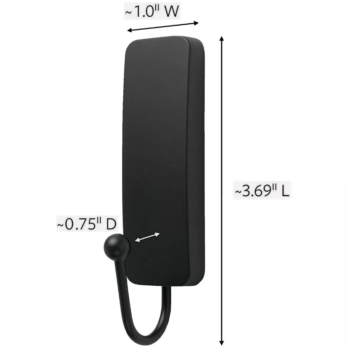 Command Medium Matte Black Decorative Hook, 2 Hooks, 4 Strips - photo 2