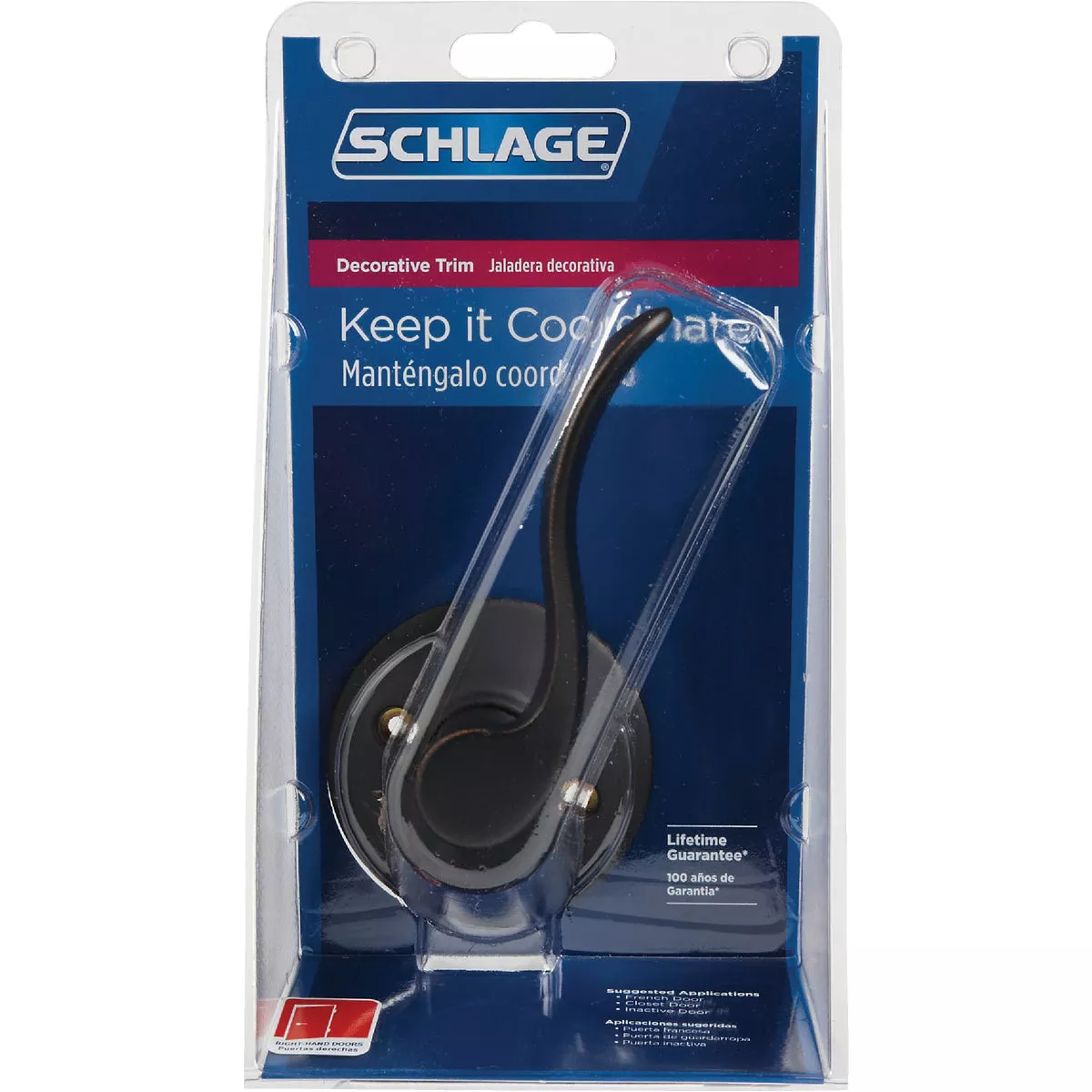 Schlage Accent Right-Handed Aged Bronze Dummy Door Lever - photo 2