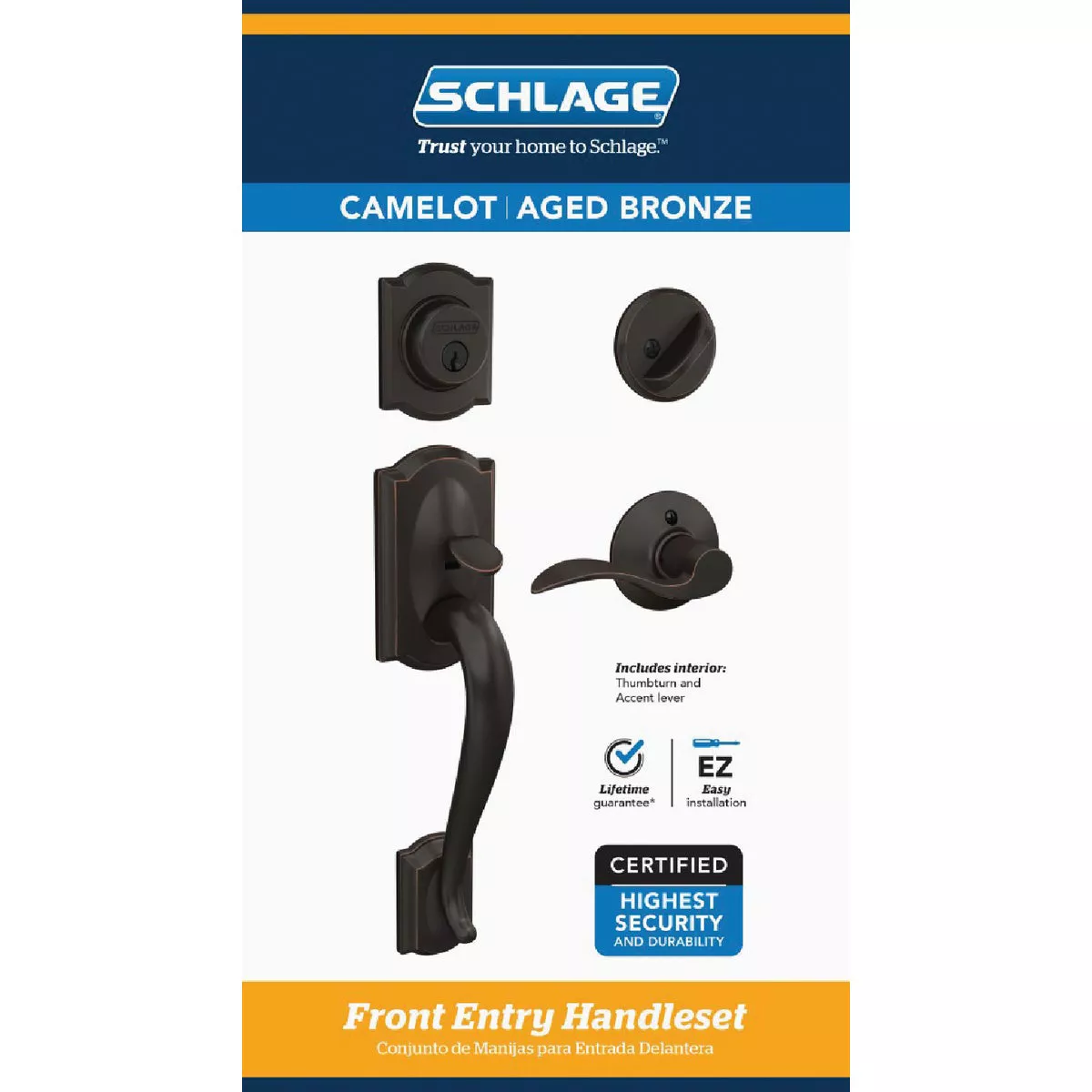 Schlage Aged Bronze Entry Door Handleset with Accent Lever - photo 3
