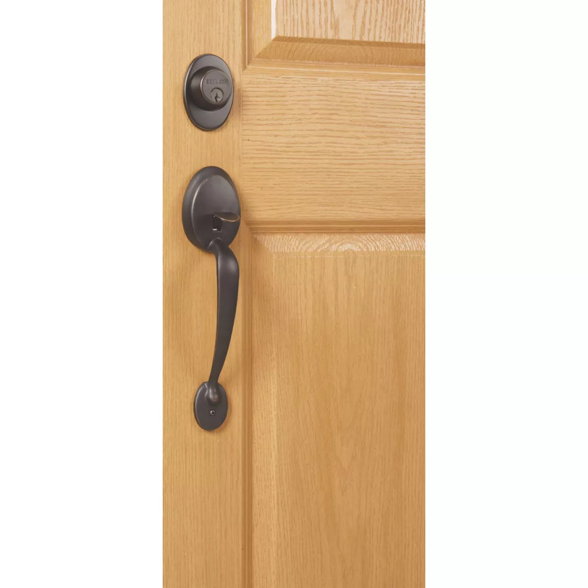 Schlage Aged Bronze Entry Door Handleset with Georgian Knob - photo 7