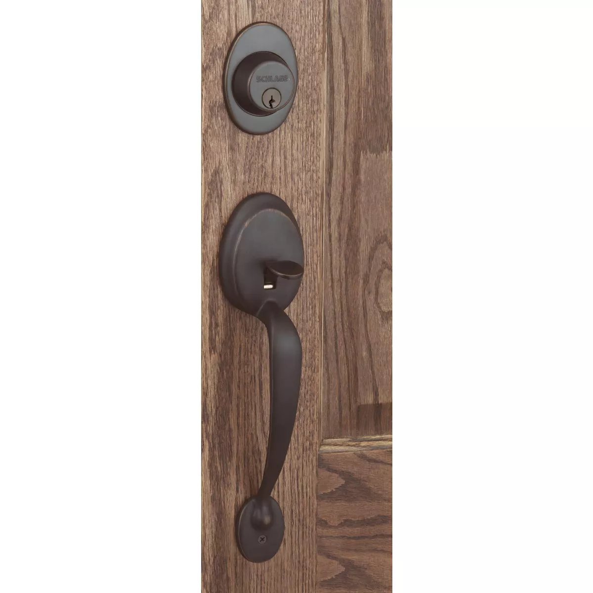 Schlage Aged Bronze Entry Door Handleset with Georgian Knob - photo 2